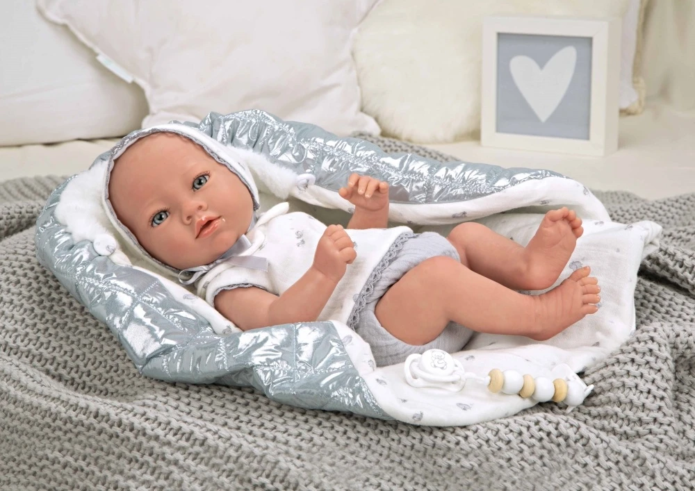 Munecas Arias Reborn lėlytė su blizgiu pleduku, mergaitė, 38 cm