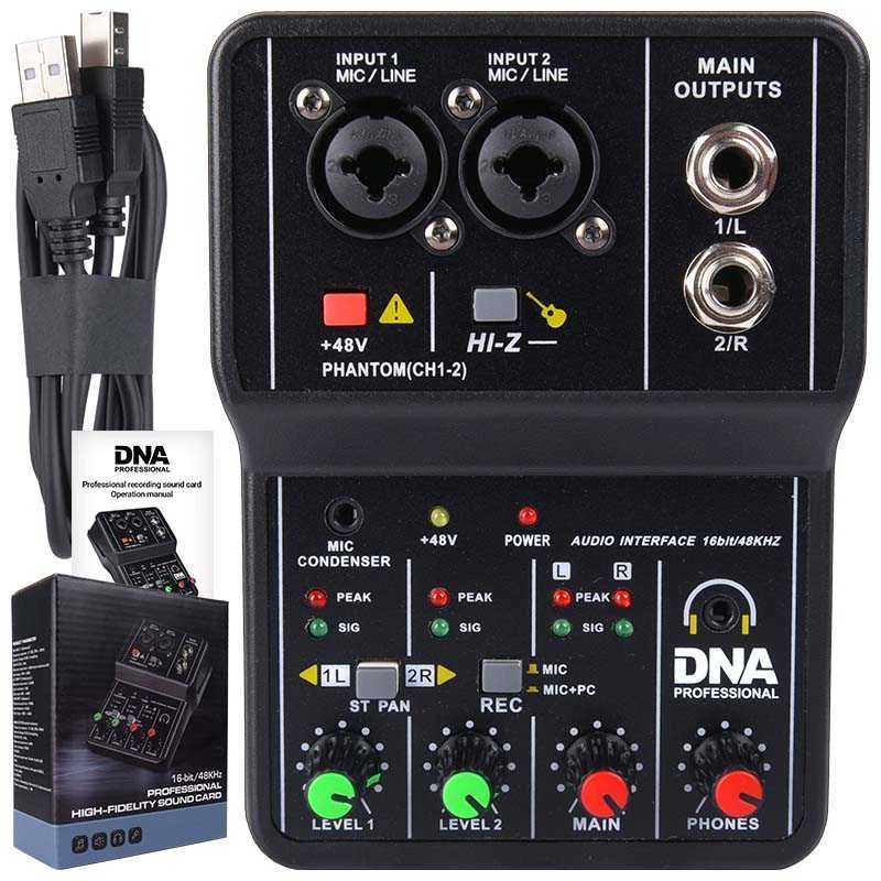 Dna Professional DNA MIX 2 analoginis maišytuvas 2 kanalų Hi-Z USB garso sąsaja