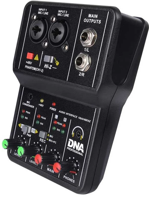 Dna Professional DNA MIX 2 analoginis maišytuvas 2 kanalų Hi-Z USB garso sąsaja