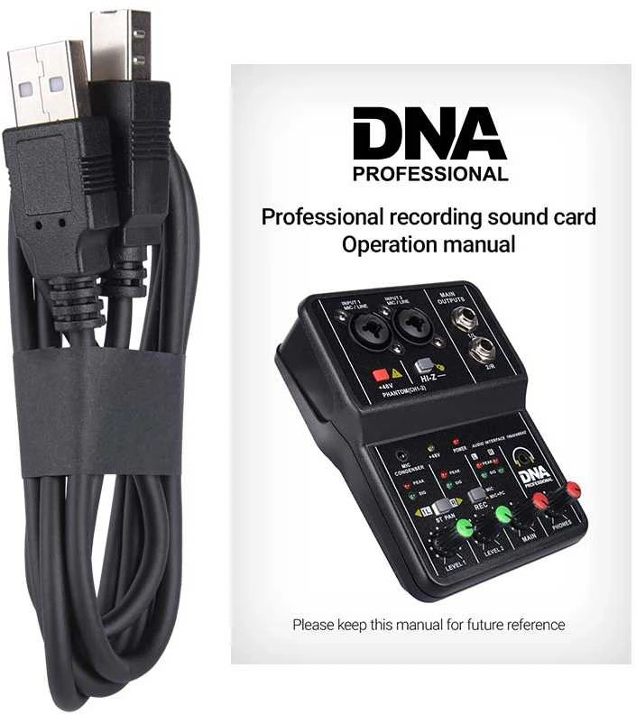 Dna Professional DNA MIX 2 analoginis maišytuvas 2 kanalų Hi-Z USB garso sąsaja
