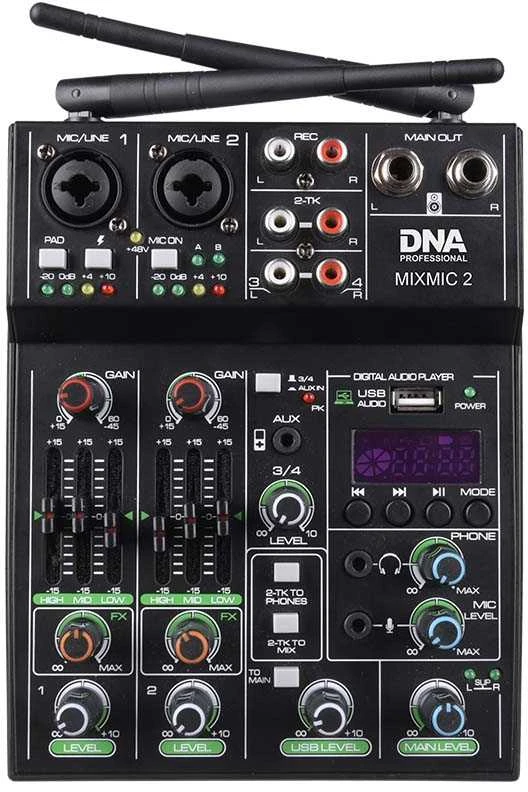 Dna Professional DNA MIXMIC 2 - rinkinys (USB garso maišytuvas + 2 belaidžiai mikrofonai)