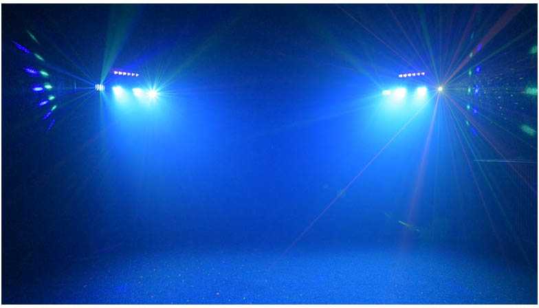 LIGHT4ME T-BAR LASER STROBE LED PAR DERBY UV IR multiefektas
