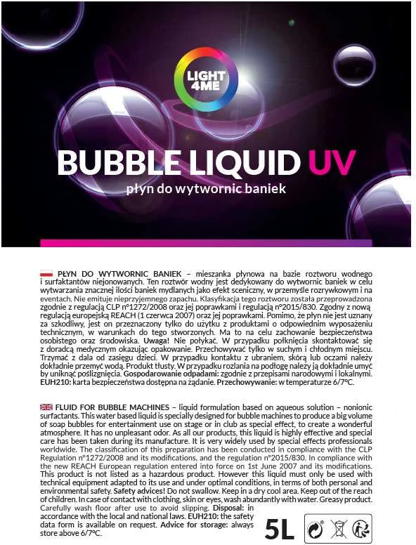 LIGHT4ME burbulinis skystis su UV efektu, 5 l