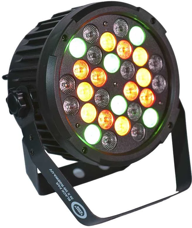 Light4Me Juodas PAR 30x3W RGBA-UV LED - LED sceninis prožektorius