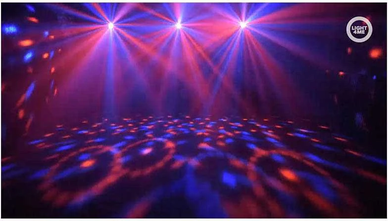LIGHT4ME LED PAR GĖLĖS EFEKTO RUTULYS SU LAZERIU, UV IR STROBOSKOPO FUNKCIJOMIS