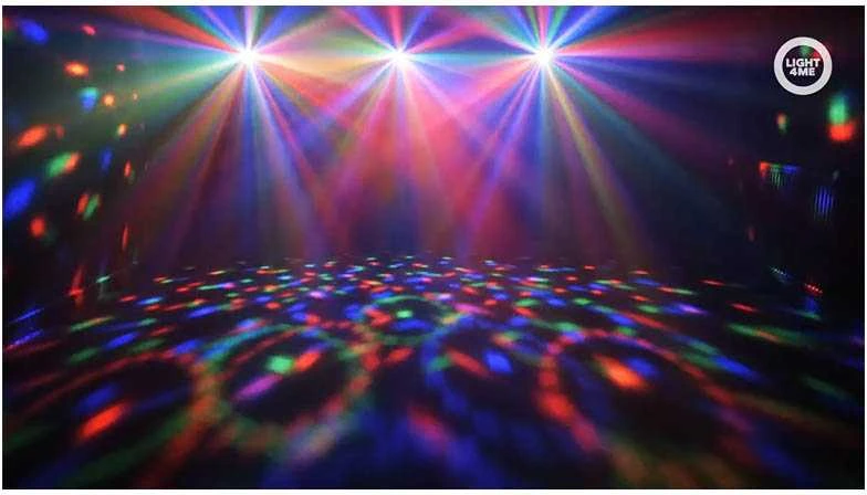 LIGHT4ME LED PAR GĖLĖS EFEKTO RUTULYS SU LAZERIU, UV IR STROBOSKOPO FUNKCIJOMIS