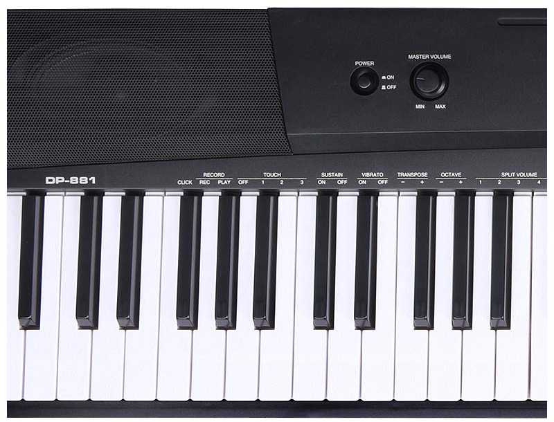 MK WP 881 skaitmeninis pianinas, klavišai, skirti mokytis groti