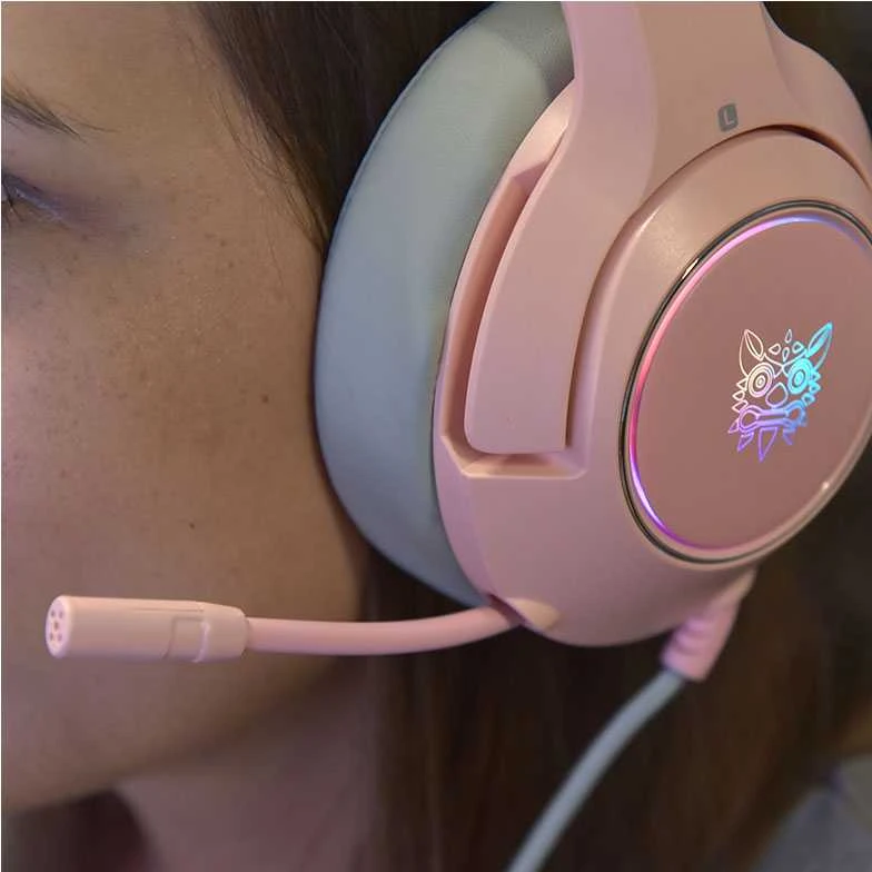 ONIKUMA K9 rožinės RGB ausinės žaidimams