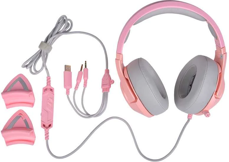 ONIKUMA K9 rožinės RGB ausinės žaidimams