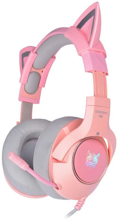 ONIKUMA K9 rožinės RGB ausinės žaidimams