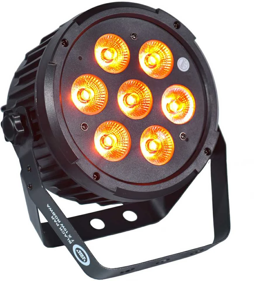 L4M LIGHT4ME Juodas PAR 7x10W RGBWA LED Galingas ir lengvas
