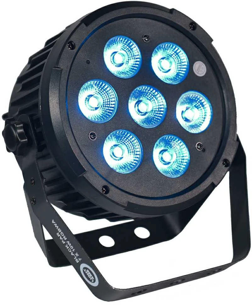 L4M LIGHT4ME Juodas PAR 7x10W RGBWA LED Galingas ir lengvas