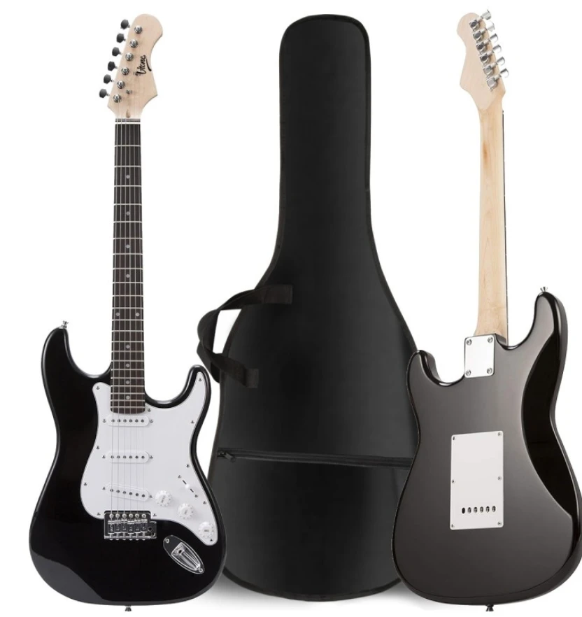 Carruzzo Elektrinės gitaros rinkinys V-TONE EG 39 BK 4/4 Stratocaster, Juodos spalvos
