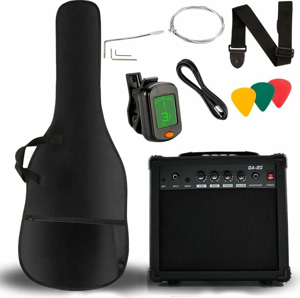 Carruzzo V-TONE EGA 39 BK elektrinės gitaros 4/4 Stratocaster 39" SSS rinkinys