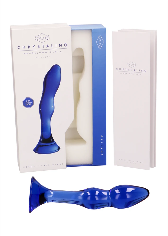 Chrystalino By Shots Chrystalino Glass vandeniui atsparus dildo išangei ir makštiui, 15 cm