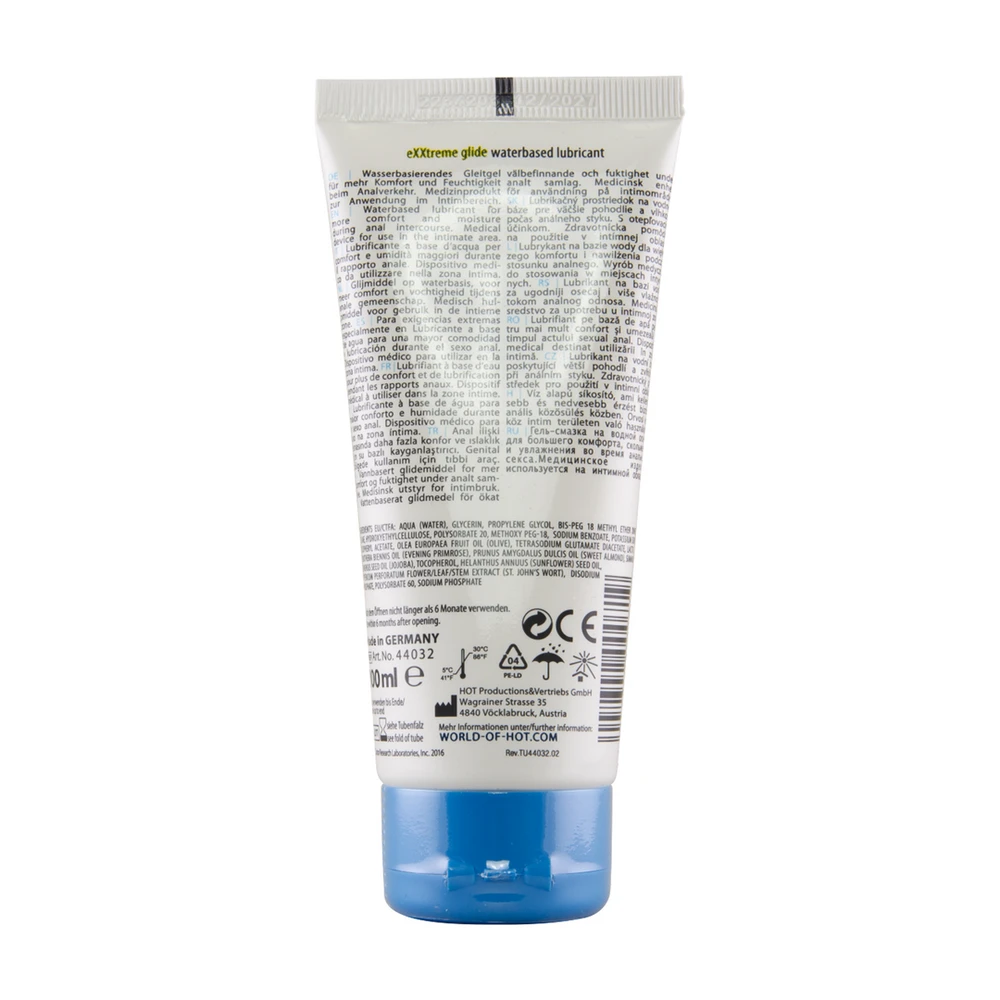 HOT Exxtreme Glide – vandens pagrindo lubrikantas su komforto aliejumi – 3 fl uncijos / 100 ml