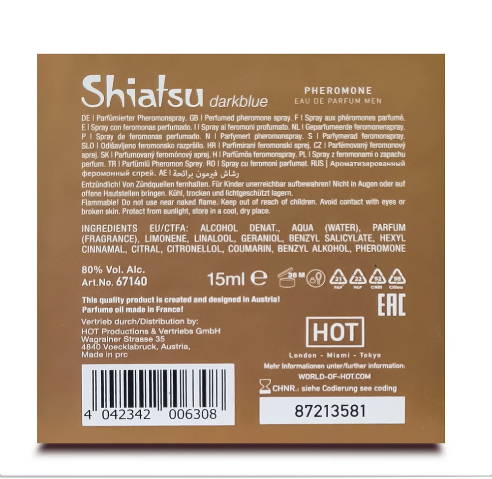 HOT SHIATSU Pheromon Fragrance vyriškas tamsiai mėlynas 15 ml
