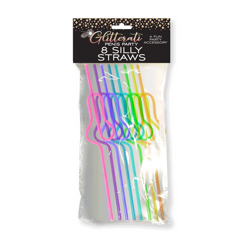 Little Genie Productions Glitterati - Silly Penis Straws - 8 Pieces
