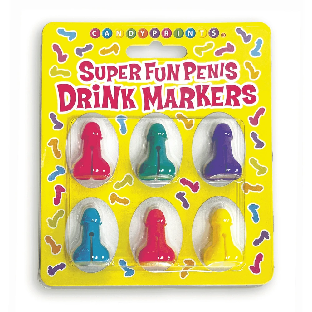 Little Genie Productions Labai smagus penis – kokteilių žymekliai – 6 vienetų rinkinys