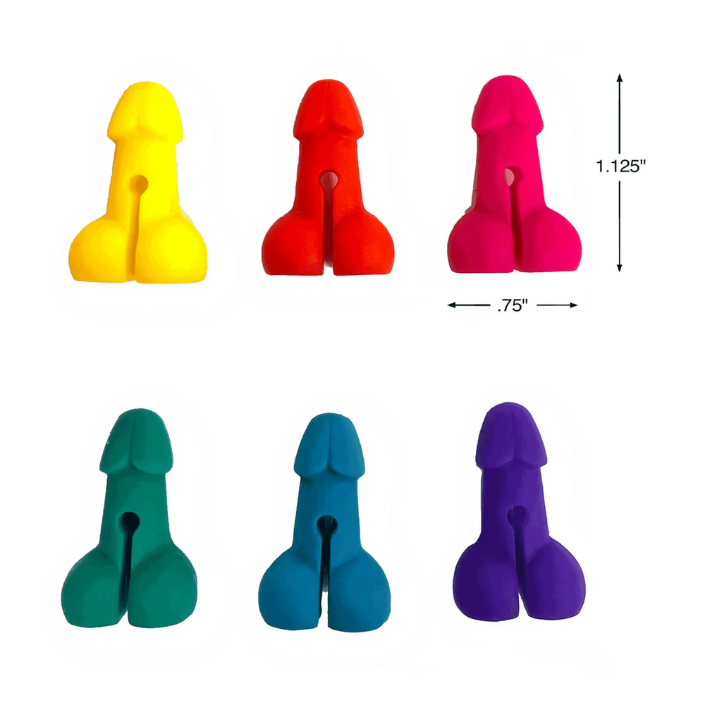 Little Genie Productions Labai smagus penis – kokteilių žymekliai – 6 vienetų rinkinys