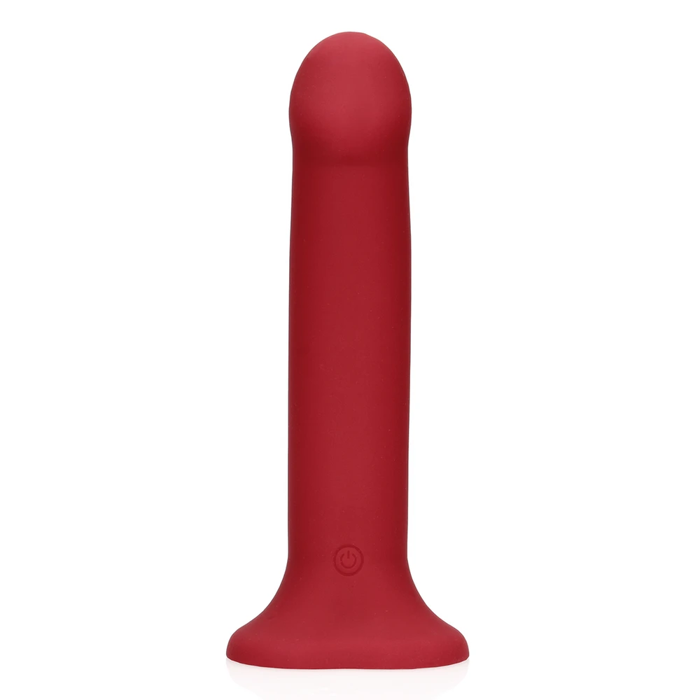 Loveline By Shots Non-Phallic Vibrating Dildo - Large - Raspberry Raudona
