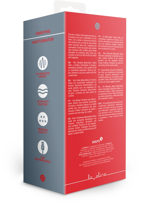 Loveline By Shots Loveline MASTURBATOR VIBRUOTI VANDENĮ ATLIERIUS STIPRIOS VIBRAVIMO 10 USB REŽIMŲ