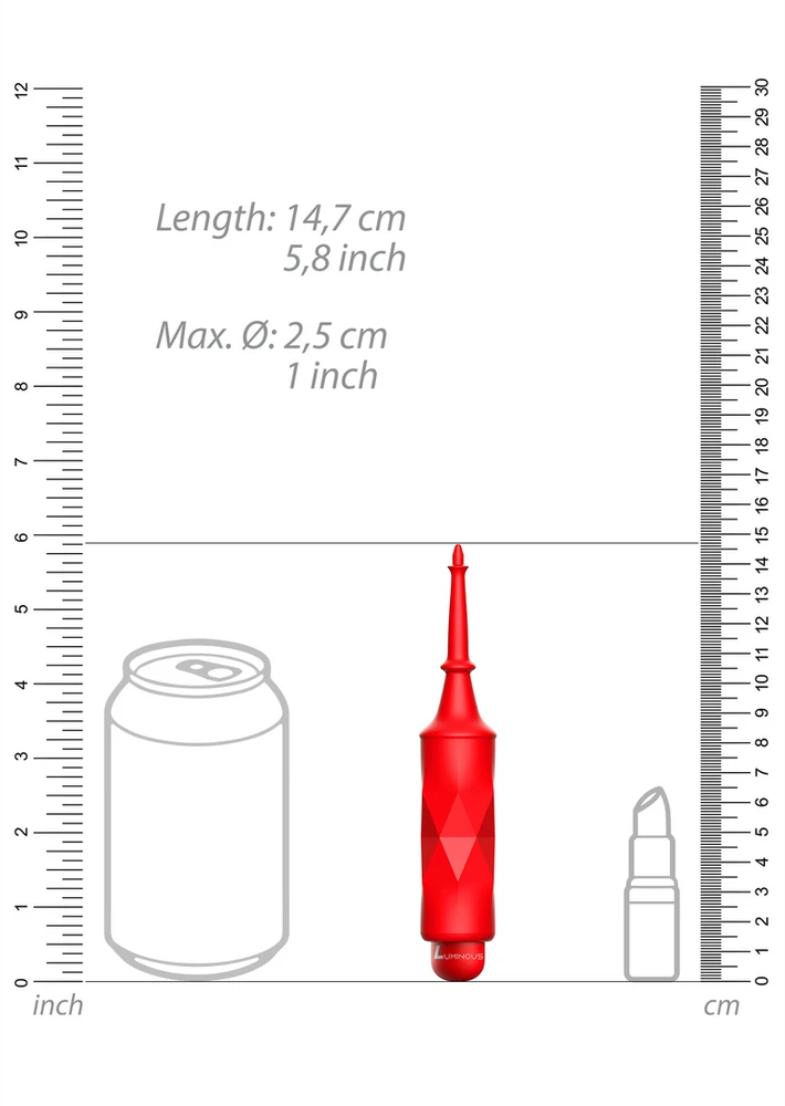 Luminous By Shots Šviečiantis Bullet Vibrator 10 režimų ilgas siauras galiukas