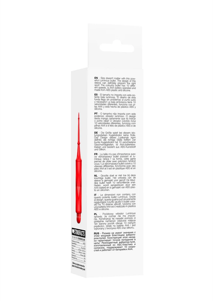 Luminous By Shots Šviečiantis Bullet Vibrator 10 režimų ilgas siauras galiukas