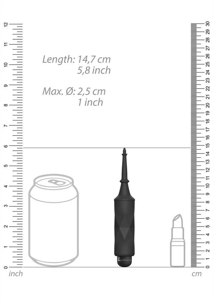 Luminous By Shots Šviečiantis Bullet vibratorius, ilgas siauras antgalis 10 režimų