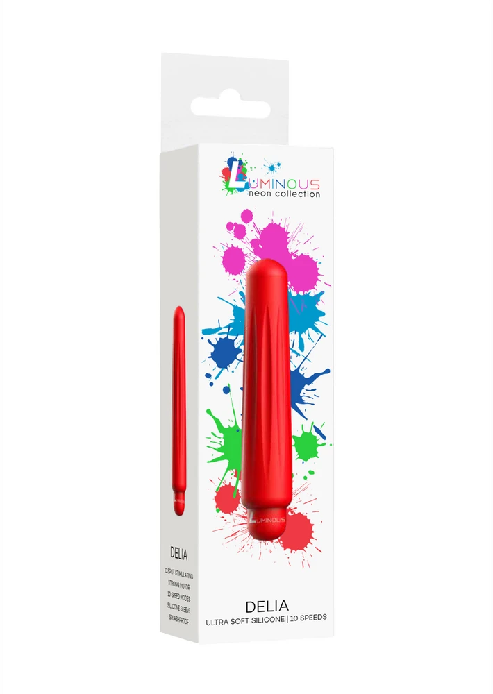Luminous By Shots Šviečiantis mini vibratorius su grioveliais 10 vibracijos režimų