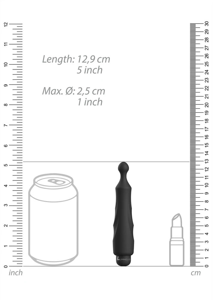 Luminous By Shots Šviečiantis mini kulkų vibratorius, 10 režimų apvalus antgalis