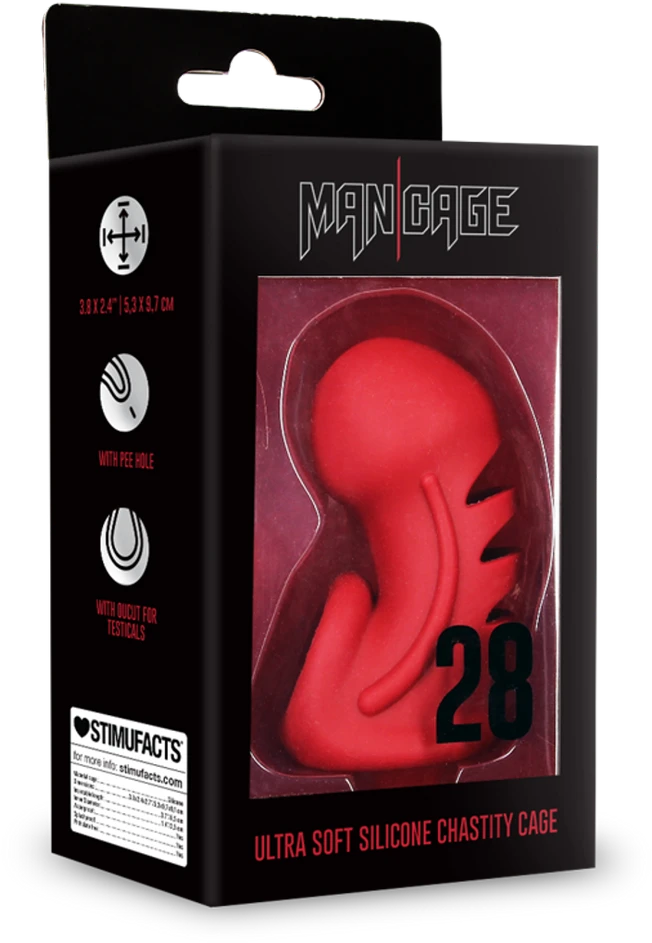 Mancage By Shots 28 modelis - Ultra Soft Silicone Chastity Cage - Raudona