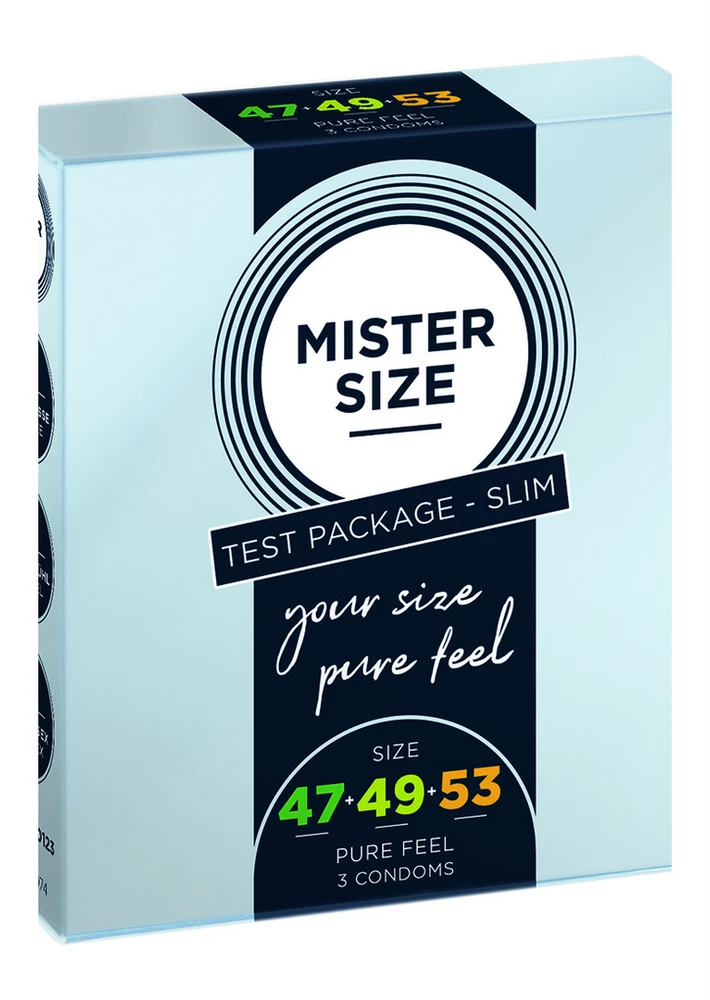 Prezervatyvai „Mister Size“ tinka 47 mm 49 mm 53 mm 3 vnt dydžiui.