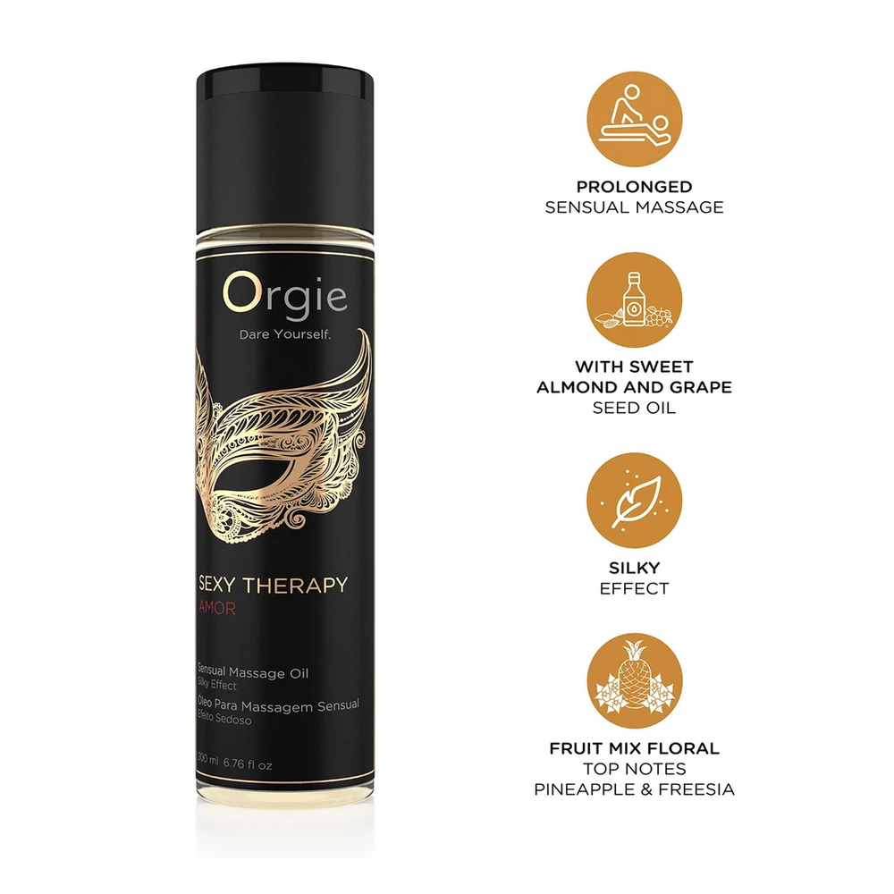Orgie - „Sexy Therapy“ sensualinis masažo aliejus su vaisiais ir gėlėmis, 200 ml