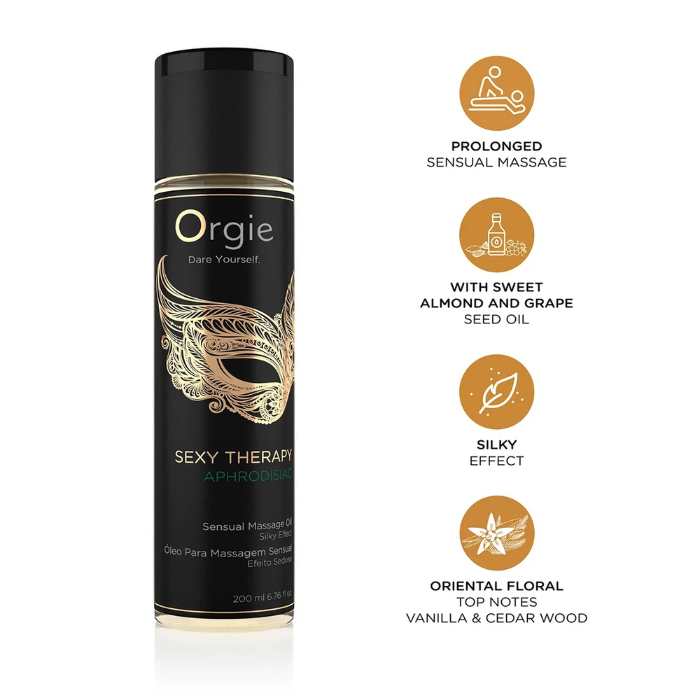 Orgie - „Sexy Therapy“ sensualinis masažo aliejus su vaisių ir gėlių afrodiziaku, 200 ml