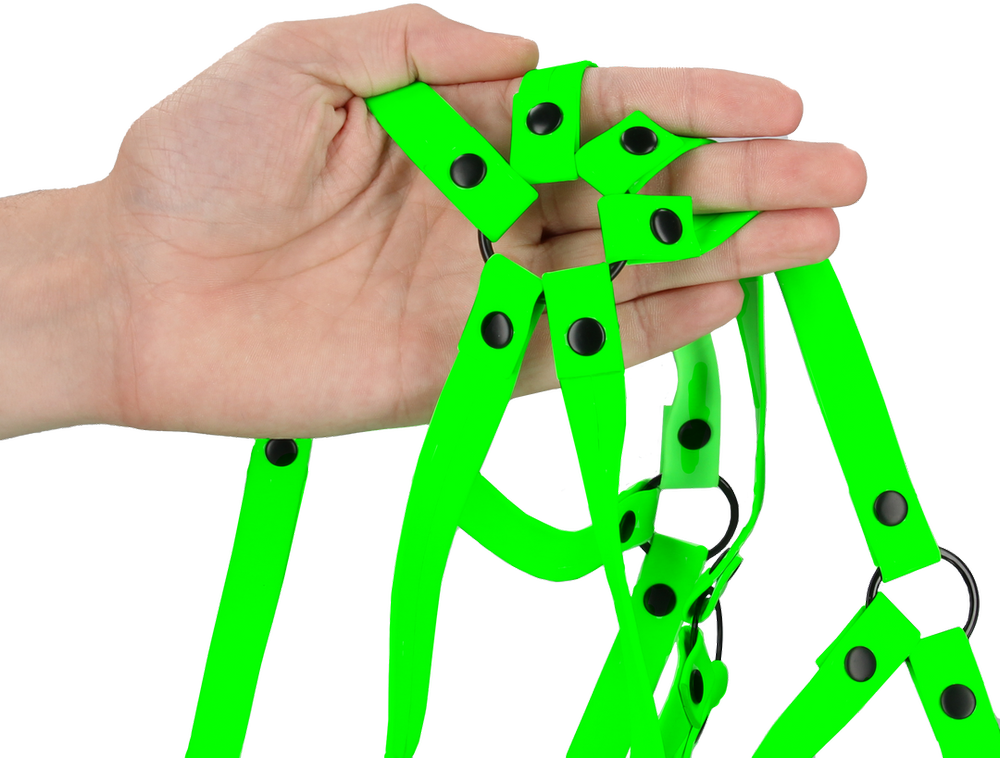 Ouch By Shots Ouch! Full Body Harness - GitD - Neon Žalias/Juodas - L/XL