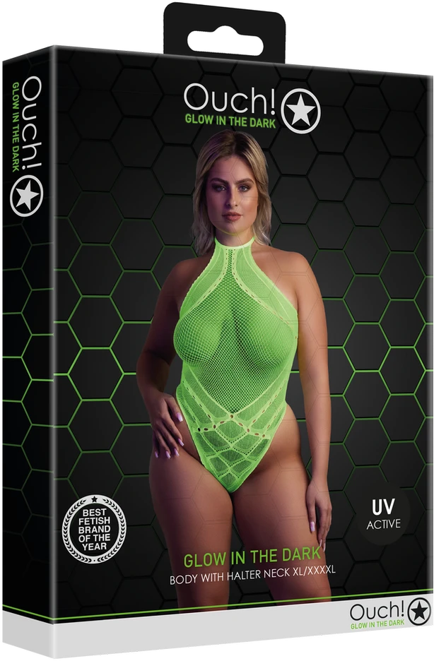 Ouch By Shots Oi! Korpusas su apynasriu kaklu - Neoninis Žalias - XL/XXXXL
