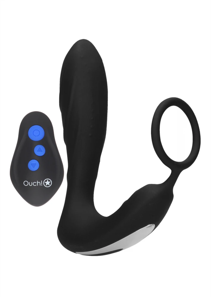 Ouch By Shots E-stim Vibrating Butt Plug Cockring Vibruojantis analinis kištukas su penio žiedu