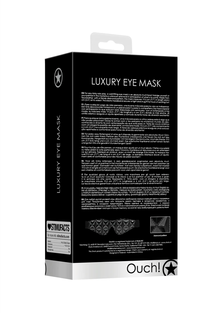 Ouch By Shots Ouch! Luxury Eye Mask - Juodas
