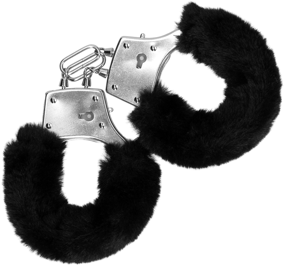 Ouch By Shots Furry Metal Hand Cuffs - Juodas
