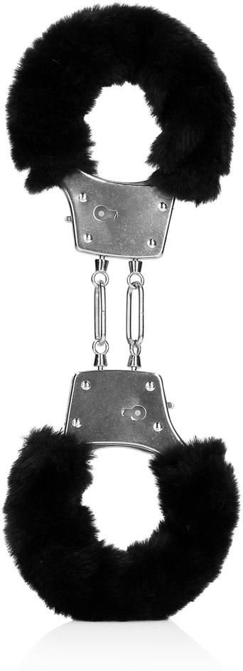 Ouch By Shots Furry Metal Hand Cuffs - Juodas