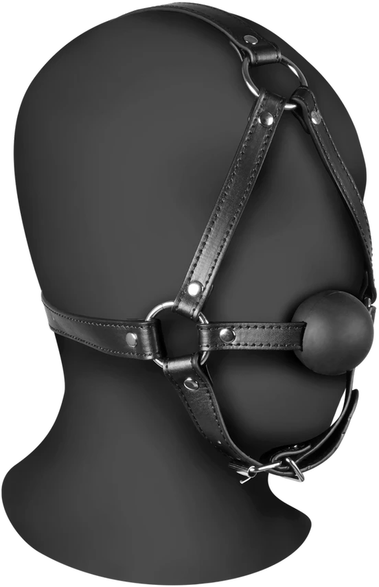 Ouch By Shots Galvos diržai su Solid Ball Gag - Juodas