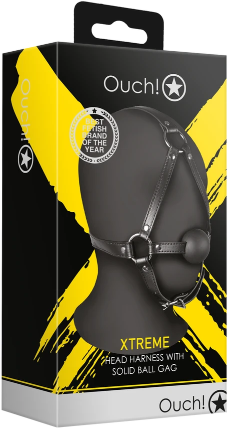 Ouch By Shots Galvos diržai su Solid Ball Gag - Juodas