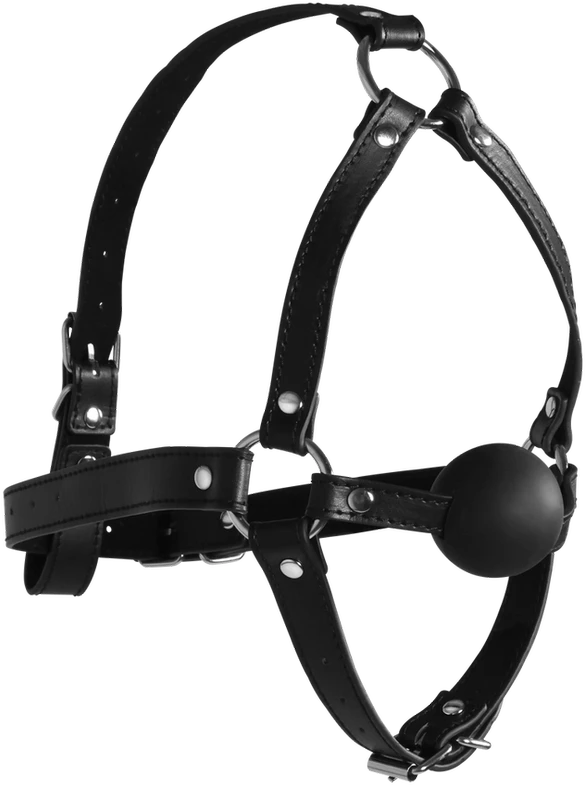 Ouch By Shots Galvos diržai su Solid Ball Gag - Juodas
