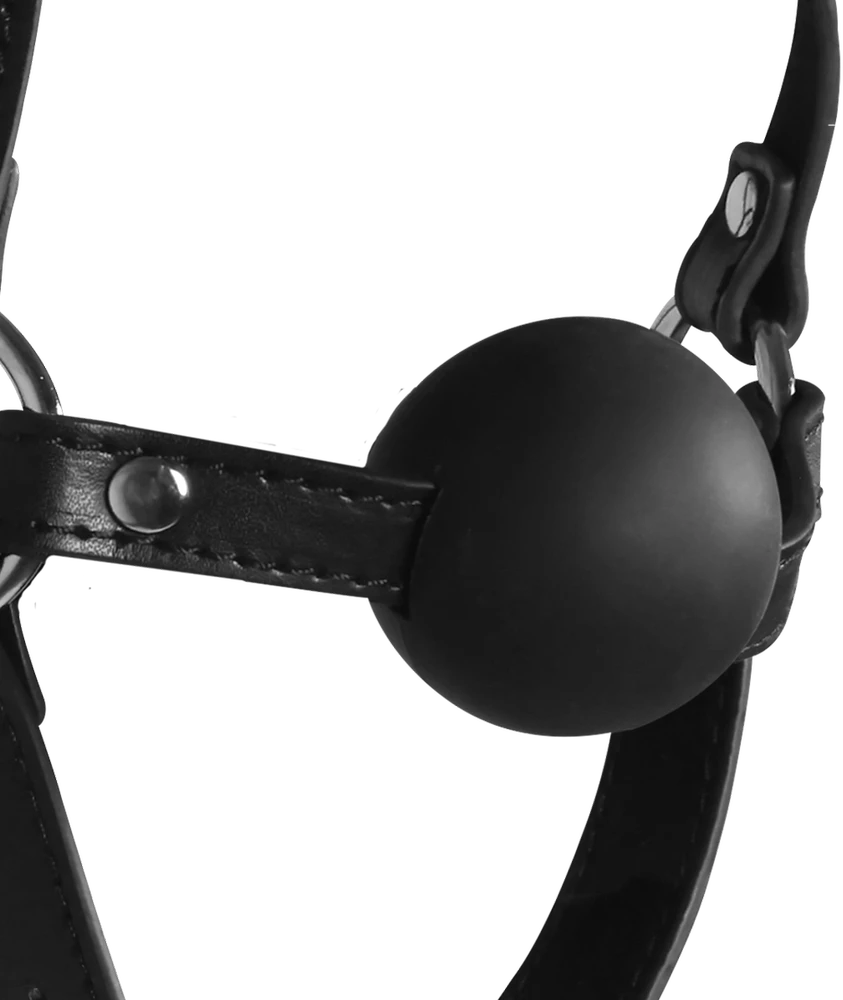 Ouch By Shots Galvos diržai su Solid Ball Gag - Juodas