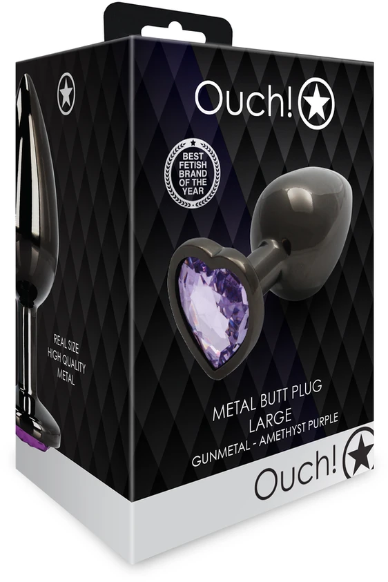 Ouch By Shots Ouch! Juoda ZATYCZKA PLUG ANALNY KOREK METALOWY Z DIAMENTEM 9 CM