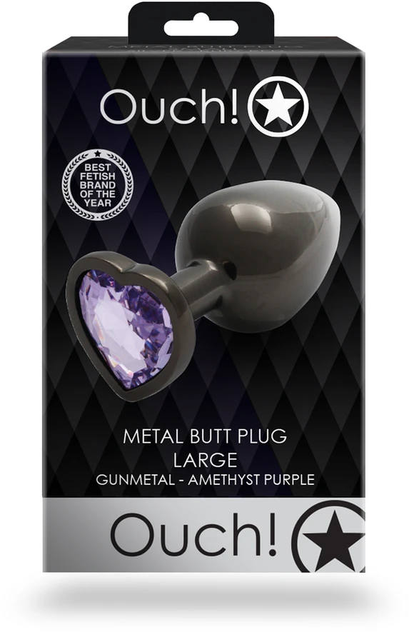 Ouch By Shots Ouch! Juoda ZATYCZKA PLUG ANALNY KOREK METALOWY Z DIAMENTEM 9 CM