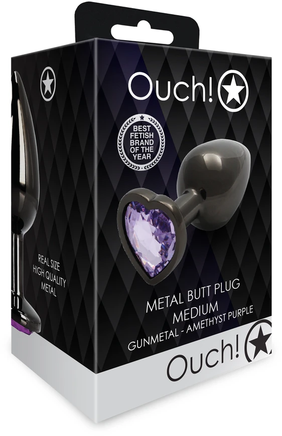 Ouch By Shots Heart Gem Butt Plug - Medium