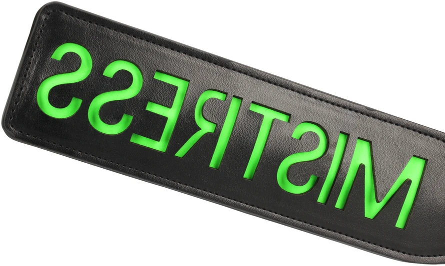 Ouch By Shots Ouch! 'Mistress'' Paddle - Glow in the Dark - Juodas/Neon Žalias