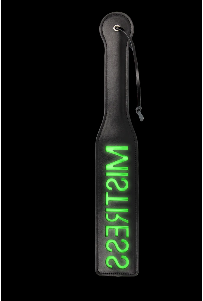 Ouch By Shots Ouch! 'Mistress'' Paddle - Glow in the Dark - Juodas/Neon Žalias